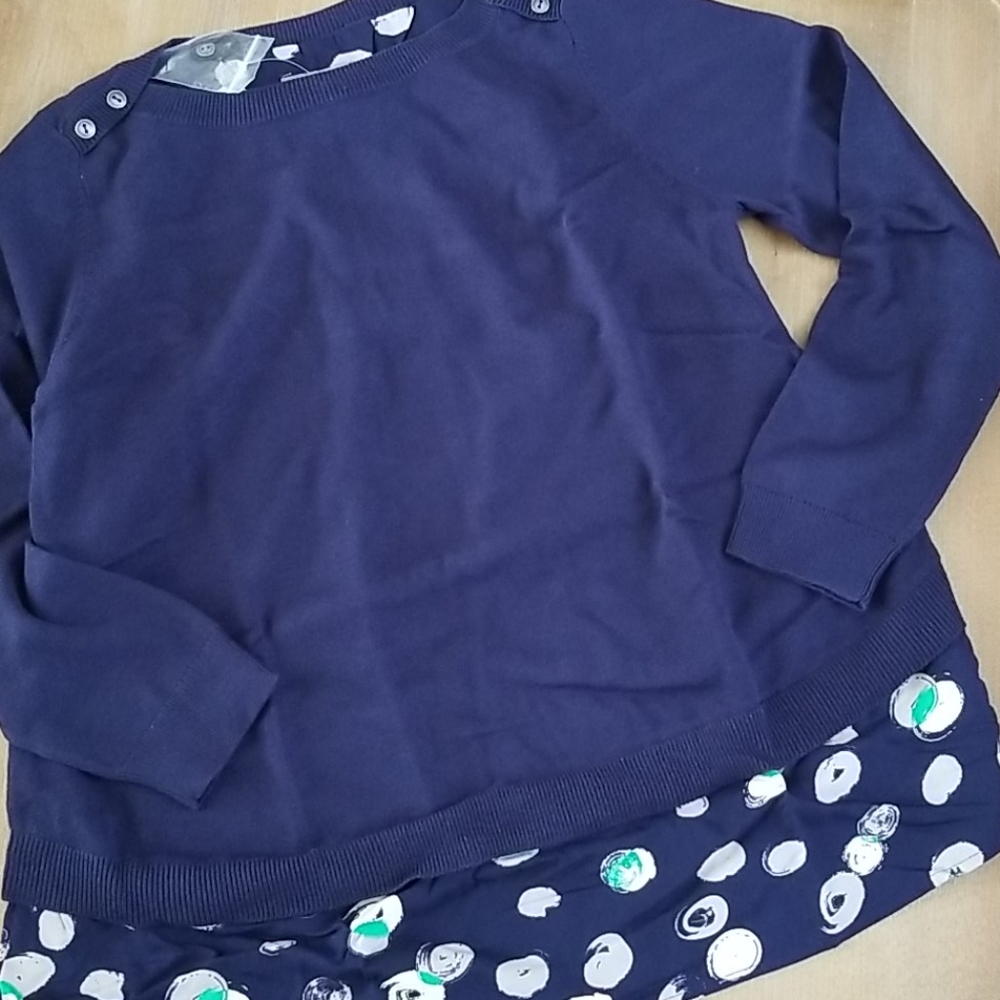 Split Back Motto Sweater Medium NWOT